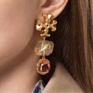 Tory Burch Gold Roxanne double Drop Earrings